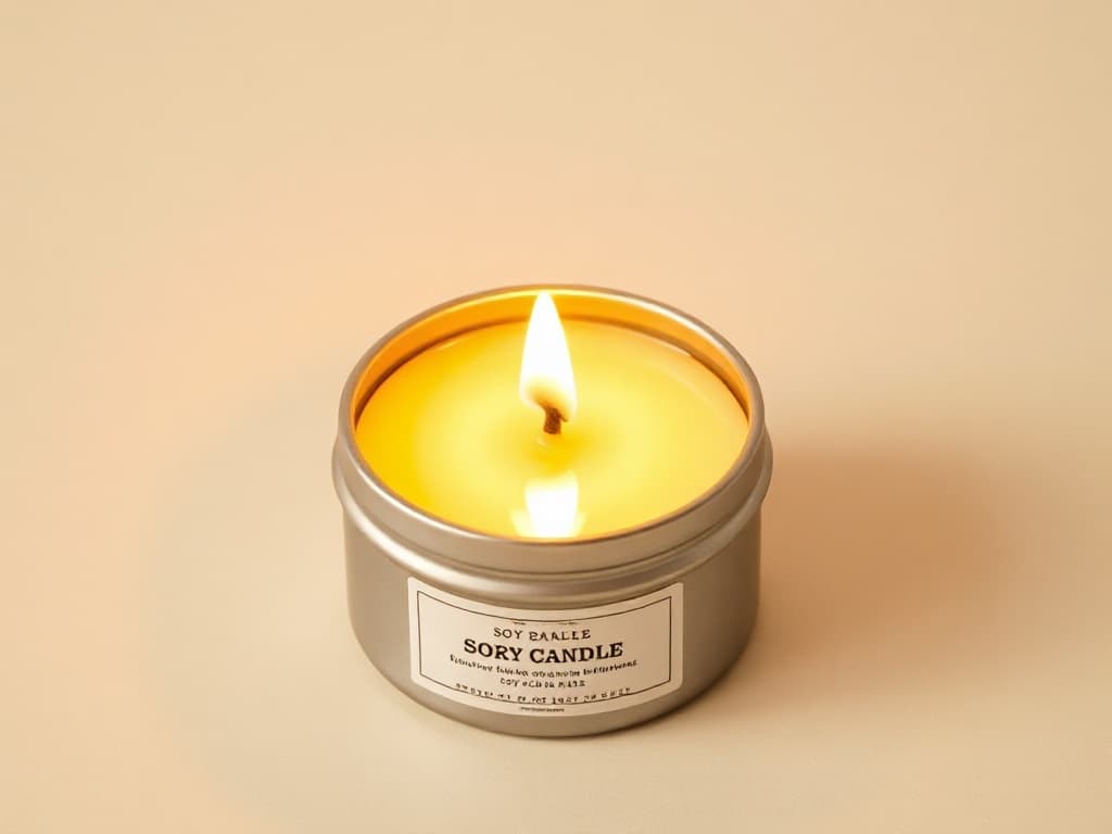 Cedar & smoked vanilla candle sample product photo — small tin, hand-poured
